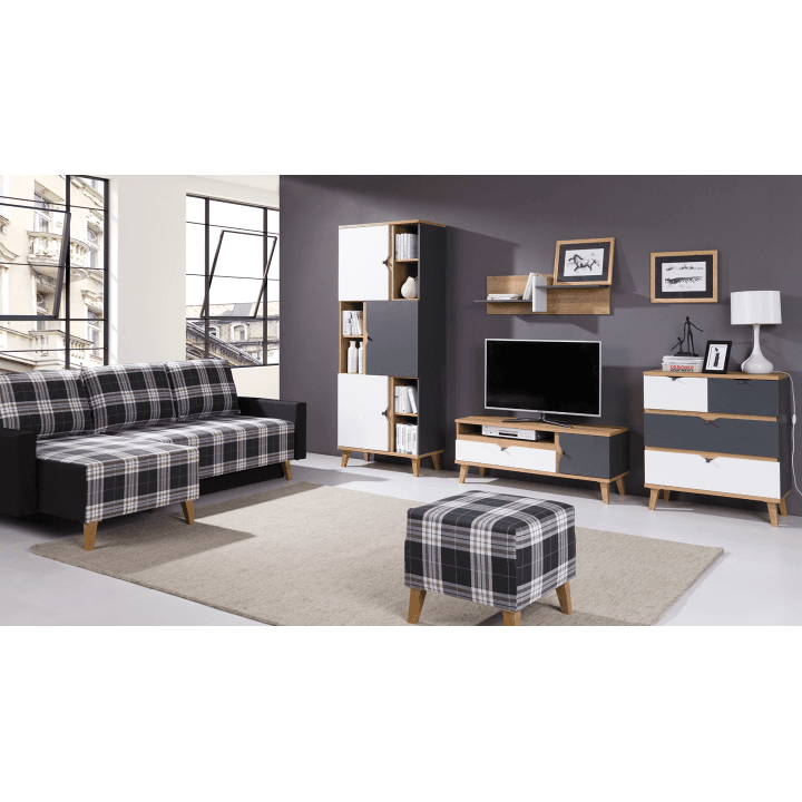 Półka wisząca Nuvio 100 cm Dąb Złoty + Biały + Grafit - zdjęcie 2