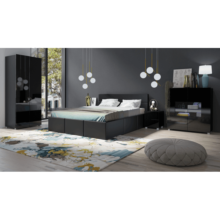 Łóżko Olio 160x200 cm Czarne - zdjęcie 2