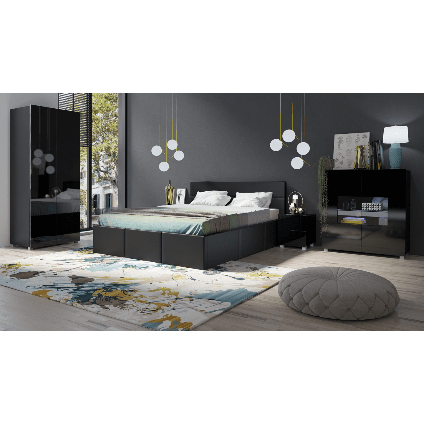 Łóżko Olio 160x200 cm Czarne - zdjęcie 2