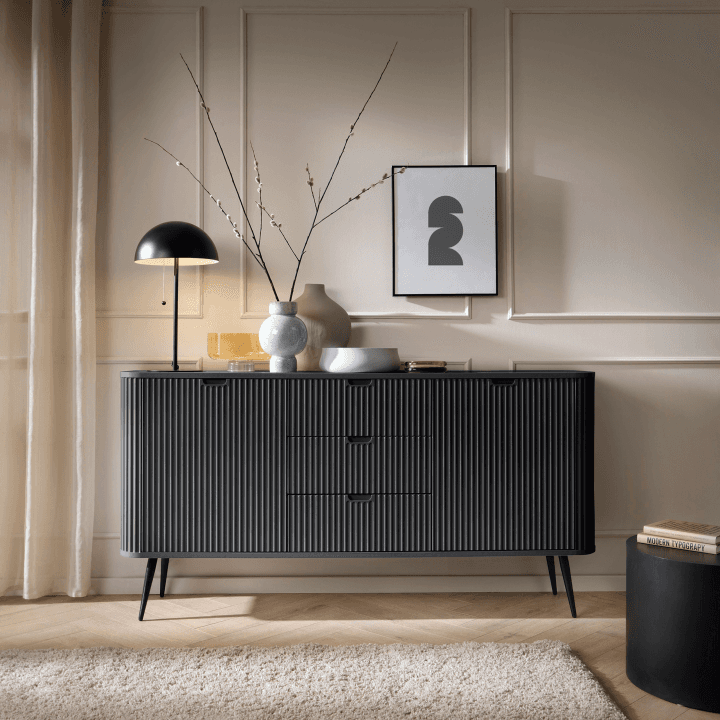 Komoda Nole 168 cm czarna + czarne nogi - zdjęcie 2
