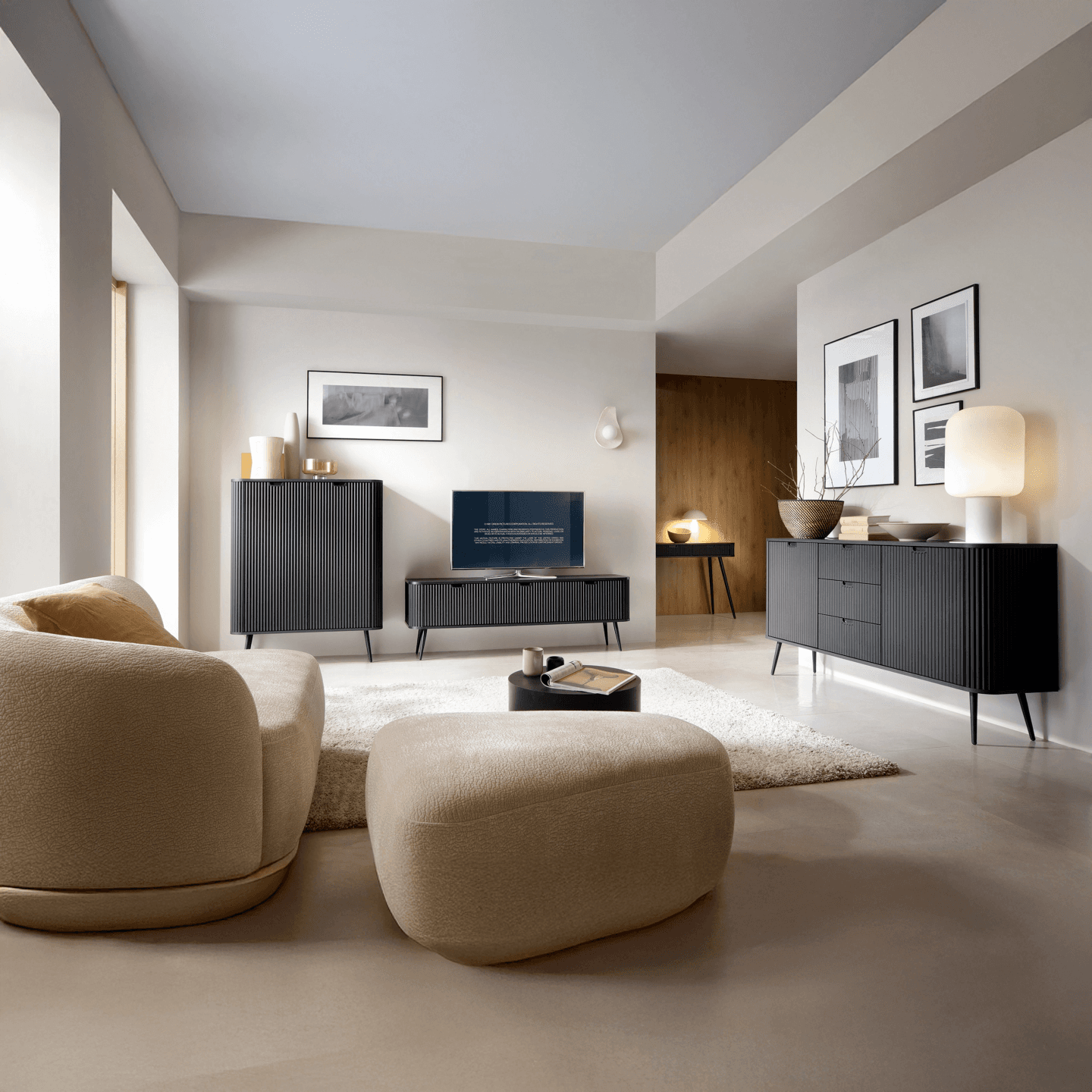 Komoda Nole 103 cm czarna + czarne nogi