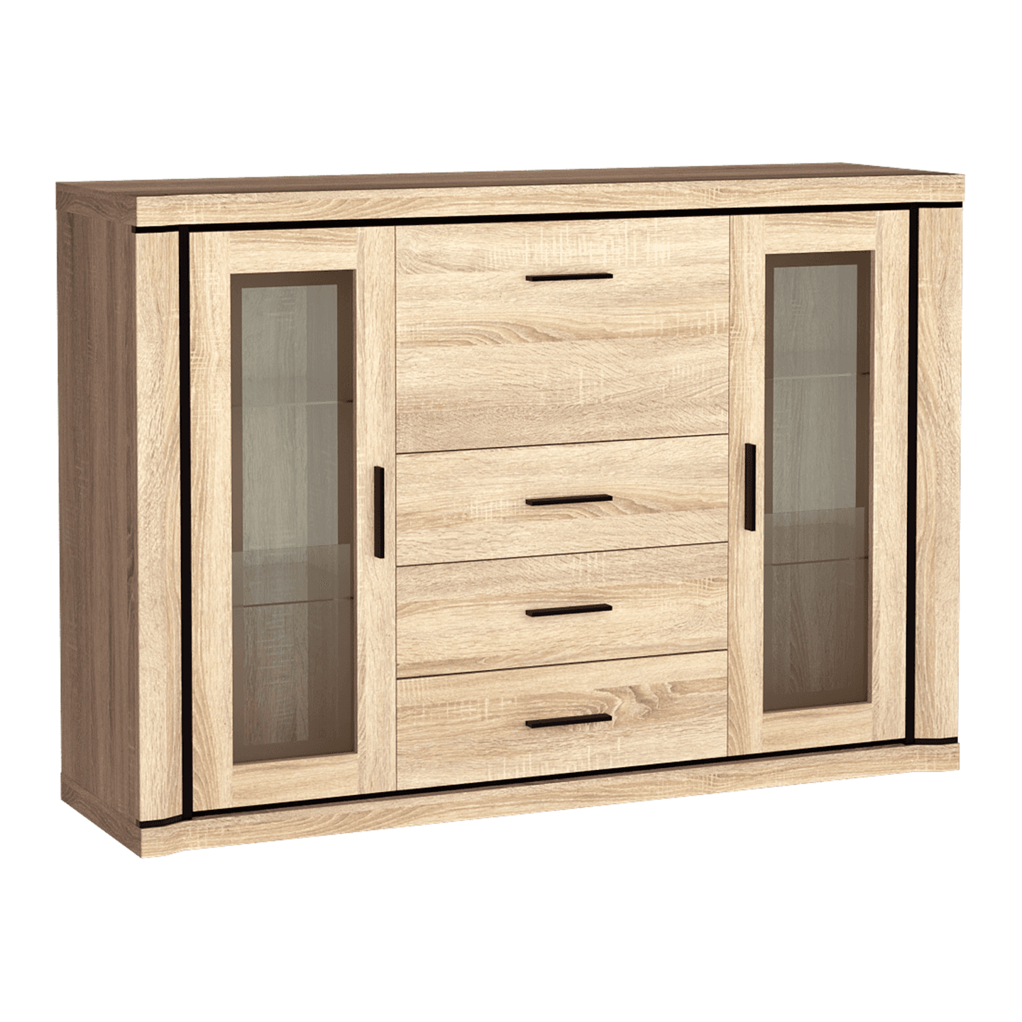Komoda przeszklona Caventa 157 cm Dąb Sonoma