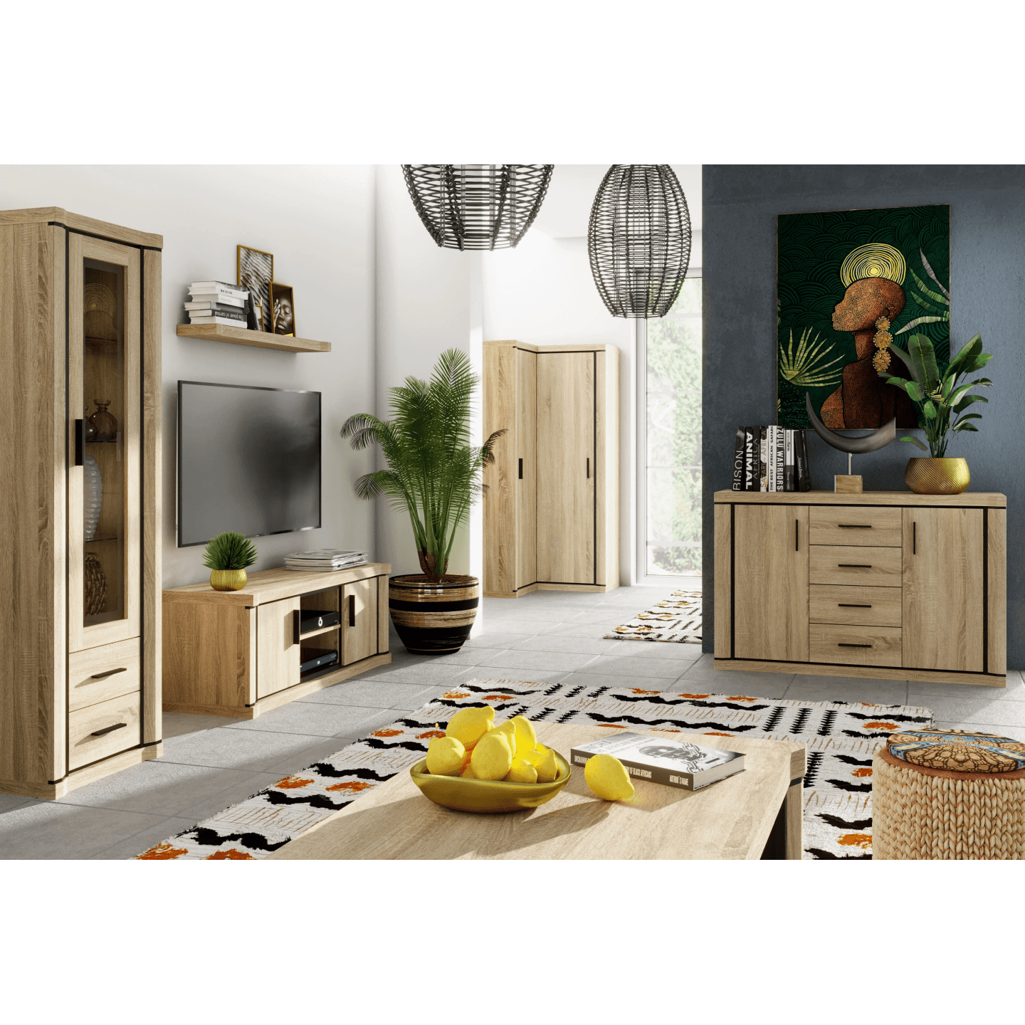 Szafka RTV Caventa 137 cm Dąb Sonoma - zdjęcie 2