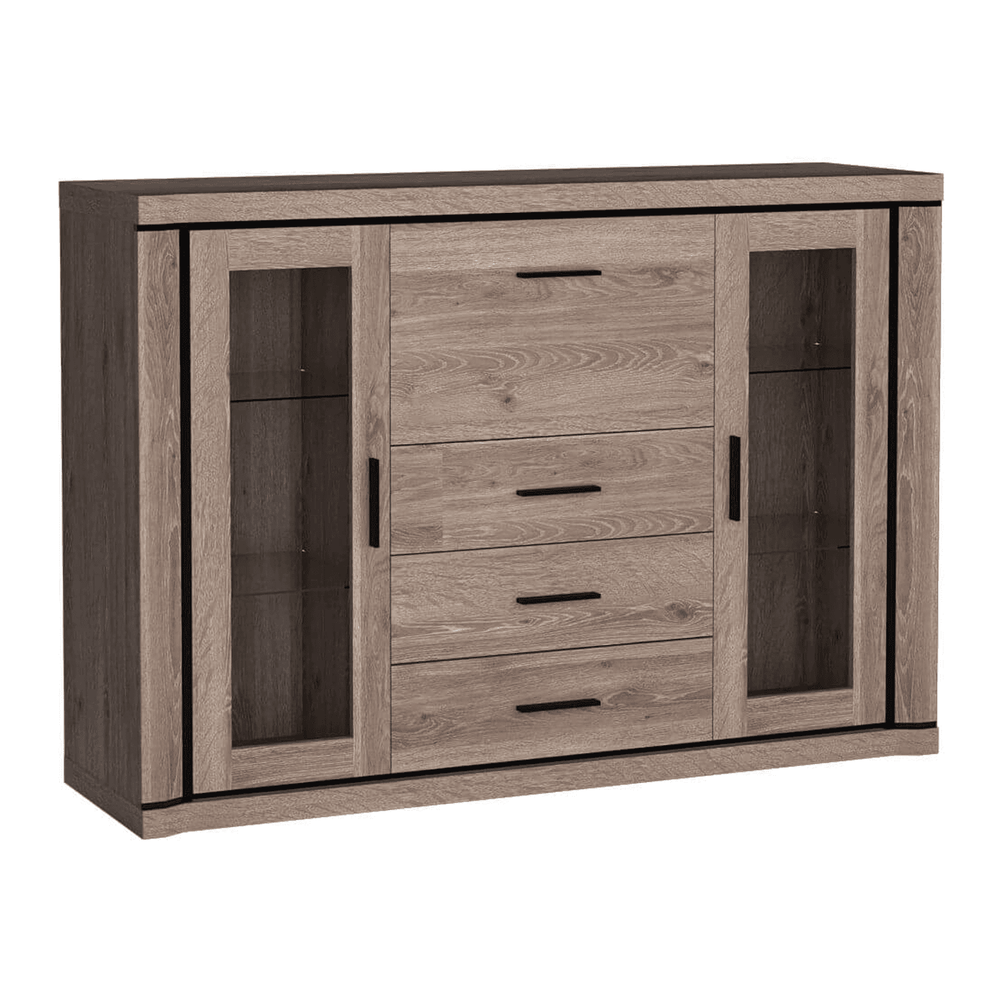 Komoda przeszklona Caventa 157 cm Dąb Truflowy