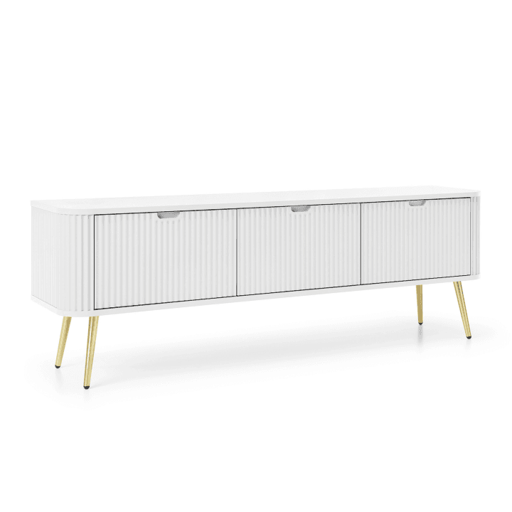 Szafka RTV Nole Biala + złote nóżki