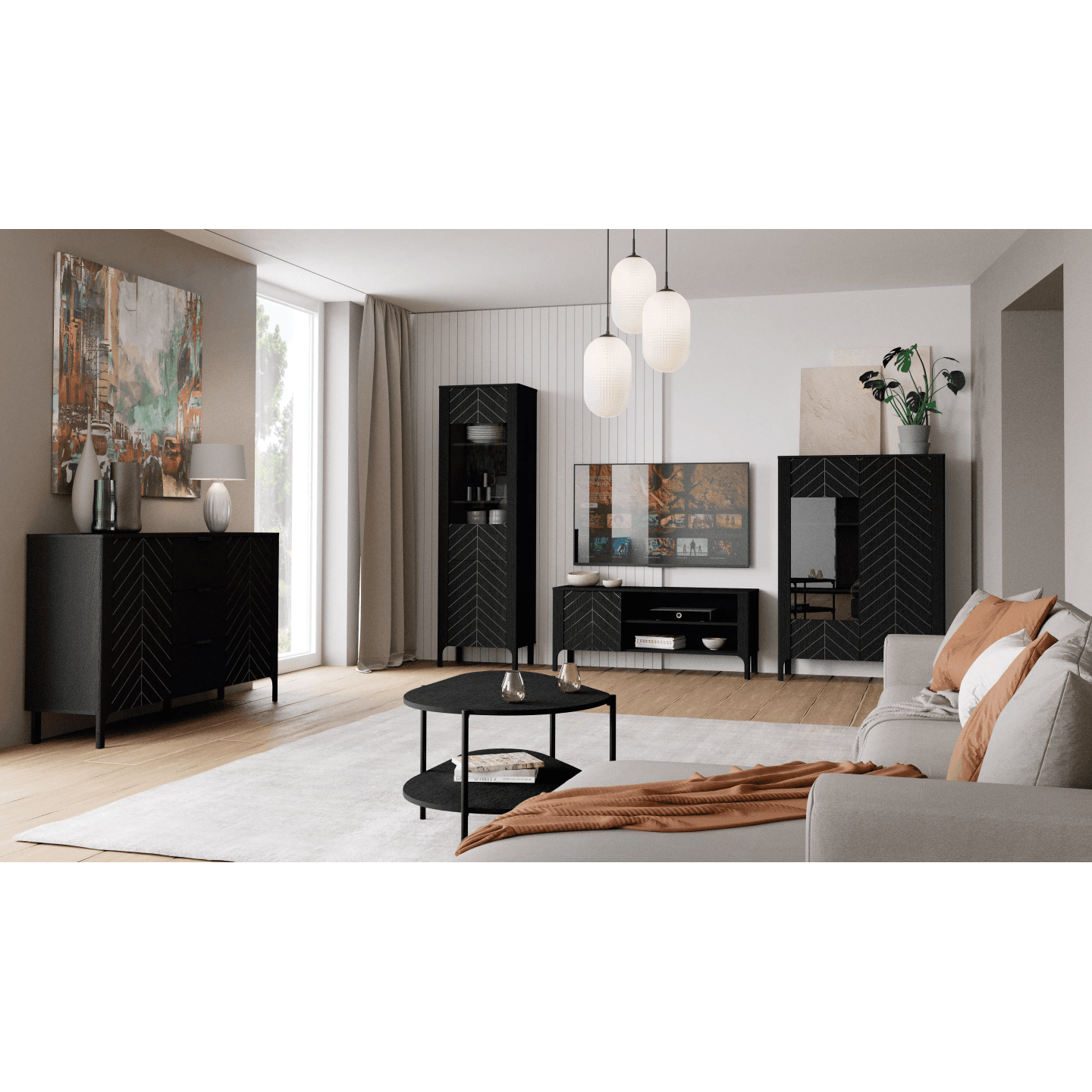 Komoda Solvian 103 cm Czarna - zdjęcie 2