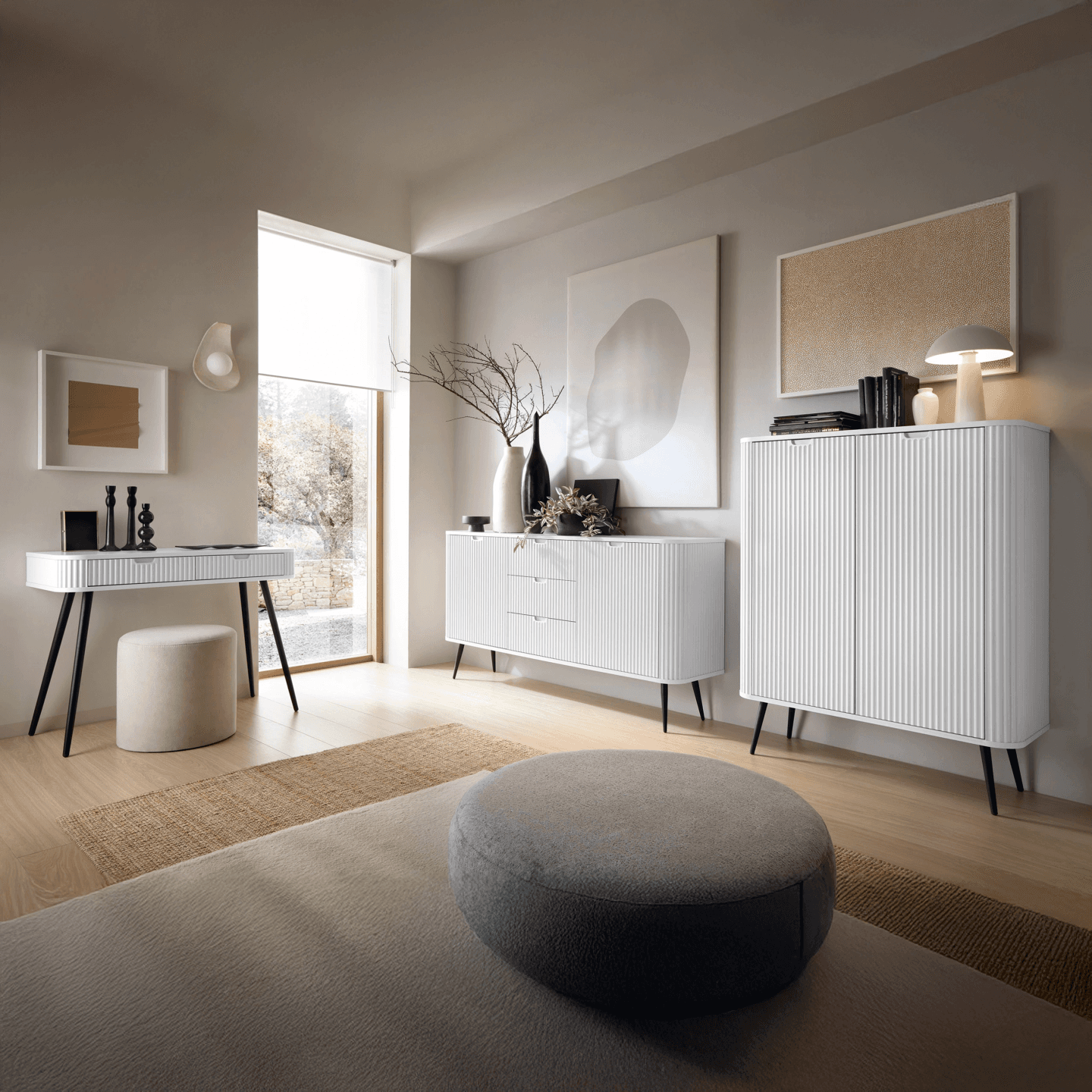 Toaletka Nole 103 cm biala + czarne nóżki