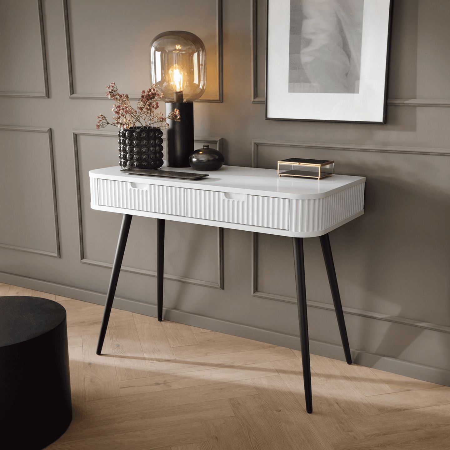 Toaletka Nole 103 cm biala + czarne nóżki - zdjęcie 2