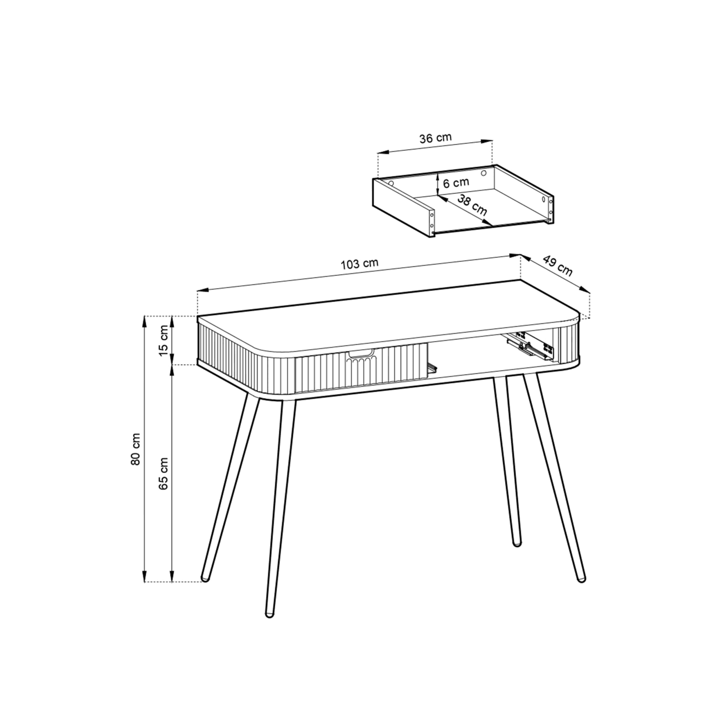Toaletka Nole 103 cm biala + czarne nóżki