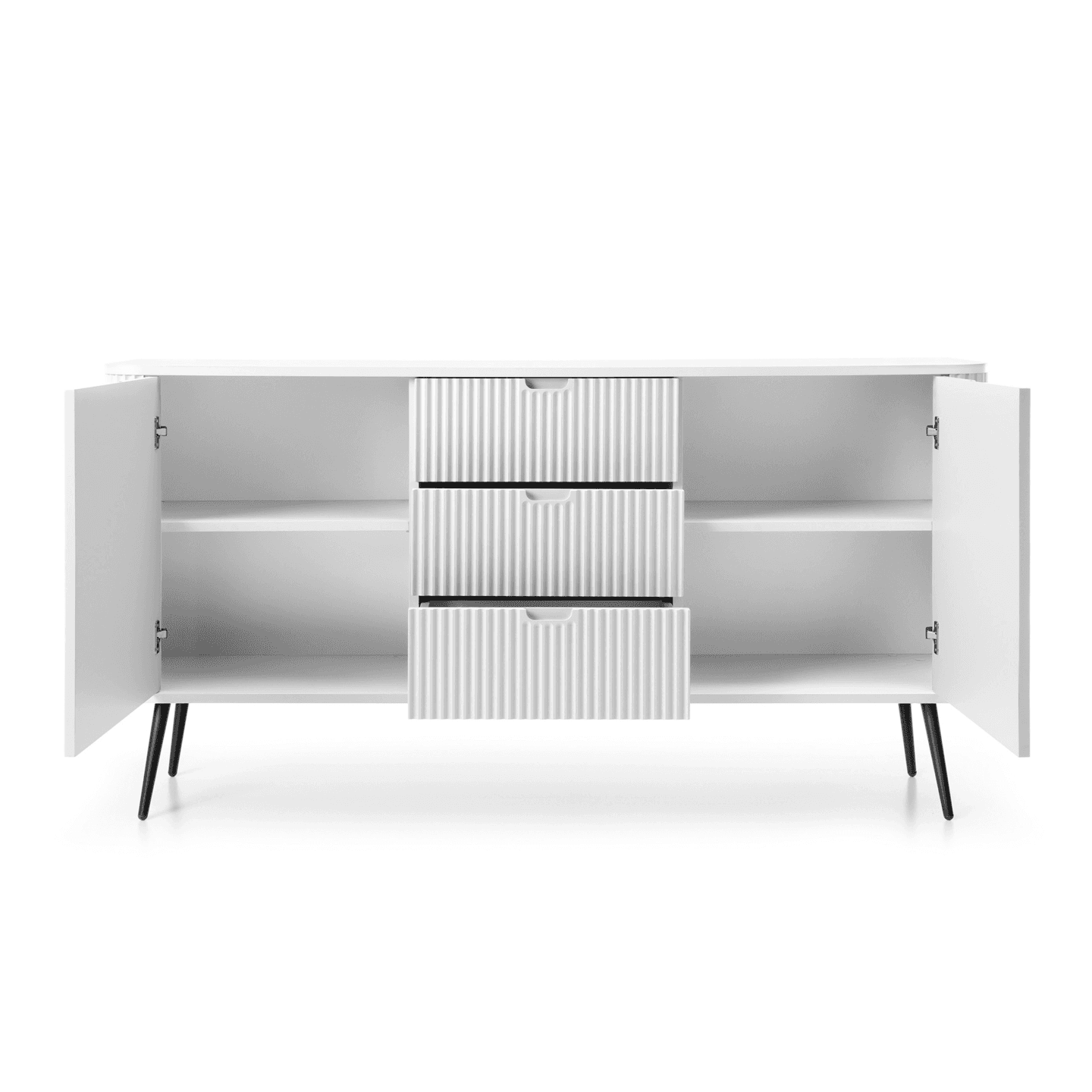 Komoda Nole 168 cm biała + czarne nogi