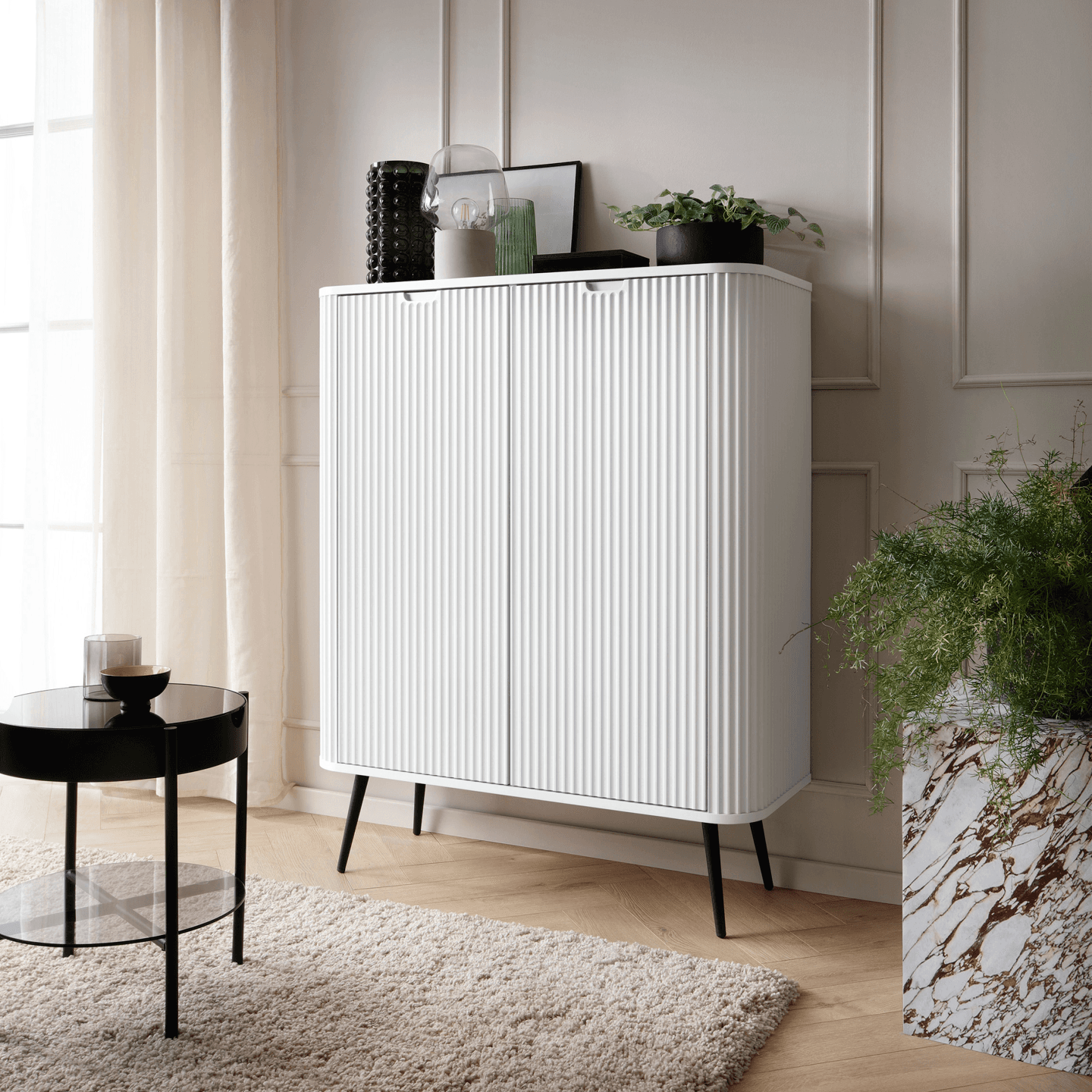 Komoda Nole 103 cm biała + czarne nogi