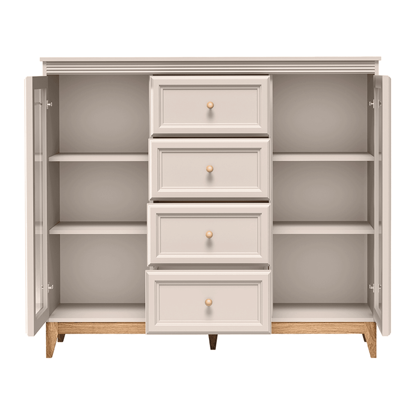 Witryna Belumi 142 cm Kaszmir + Dąb