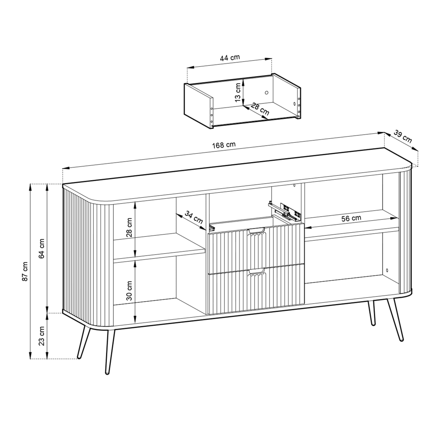 Komoda Nole 168 cm kaszmir + złote nogi