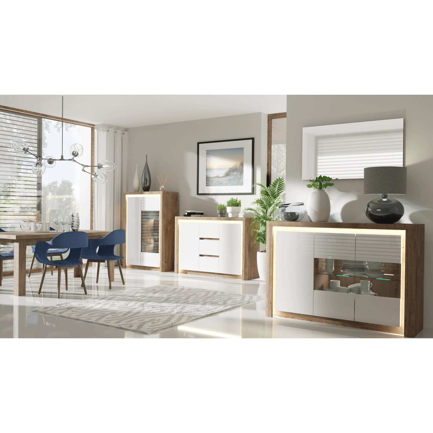 Komoda z szufladami Melva 144 cm Dąb Ribbeck + Biały - zdjęcie 2