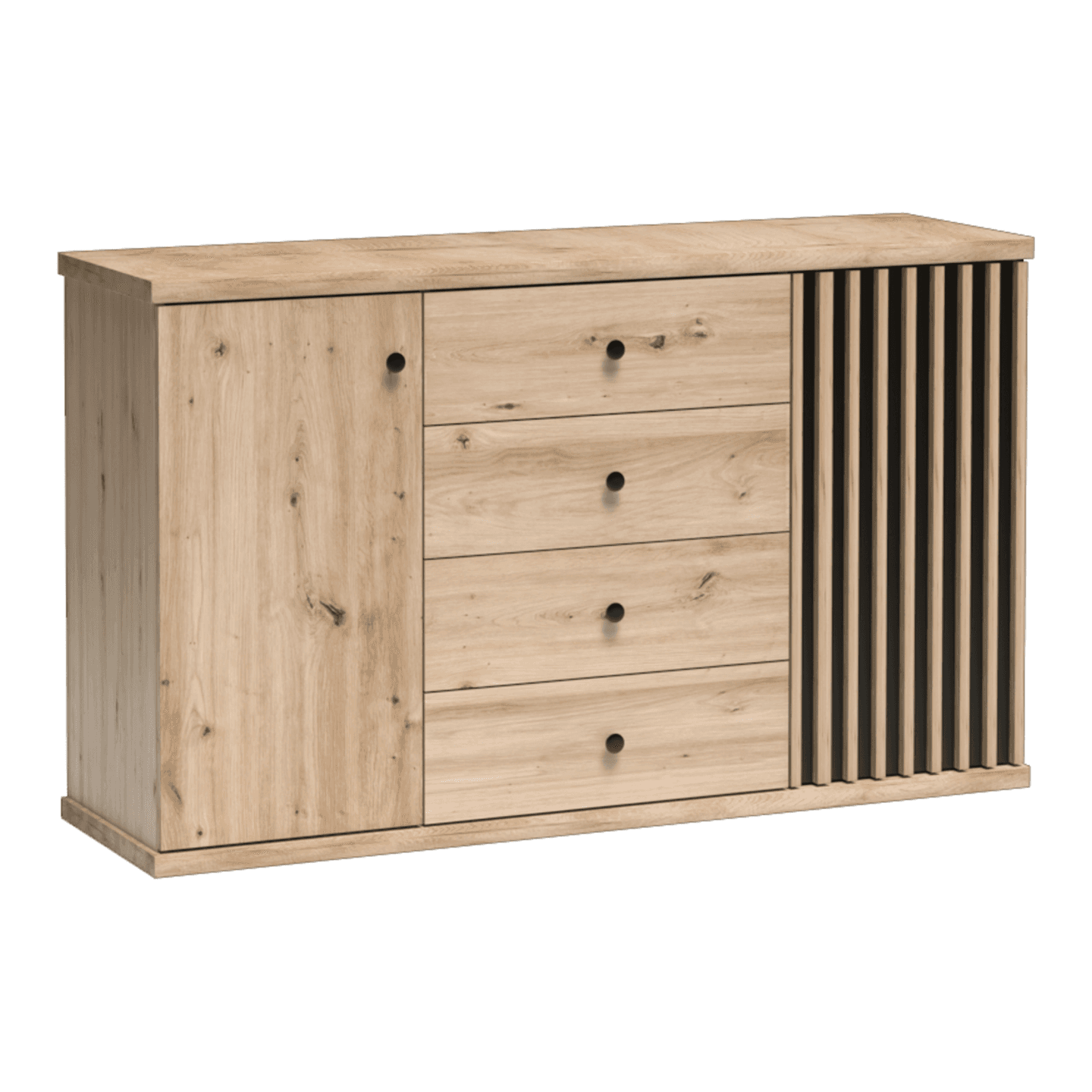 Komoda Norvian 142 cm Dąb Artisan + Czarny