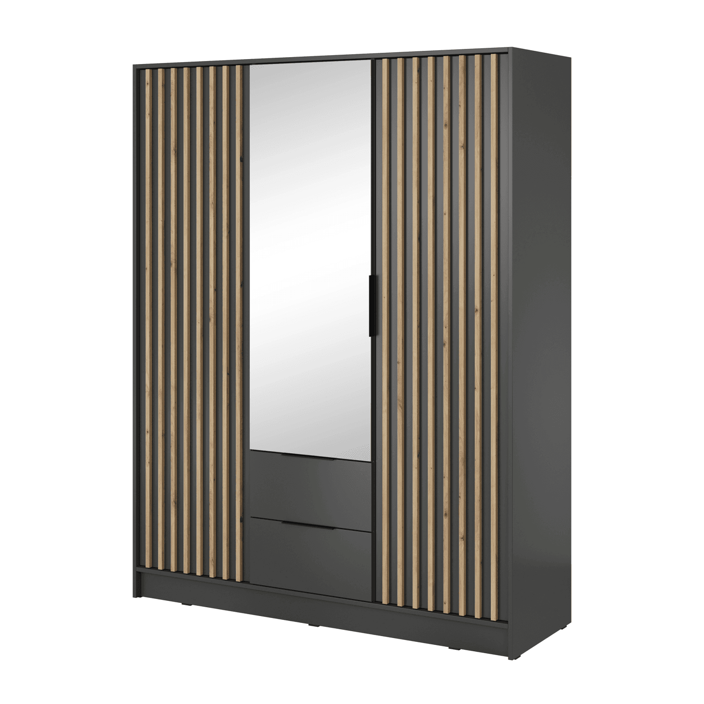 Szafa Bella 155 x 200 cm z lustrem grafit, lamele