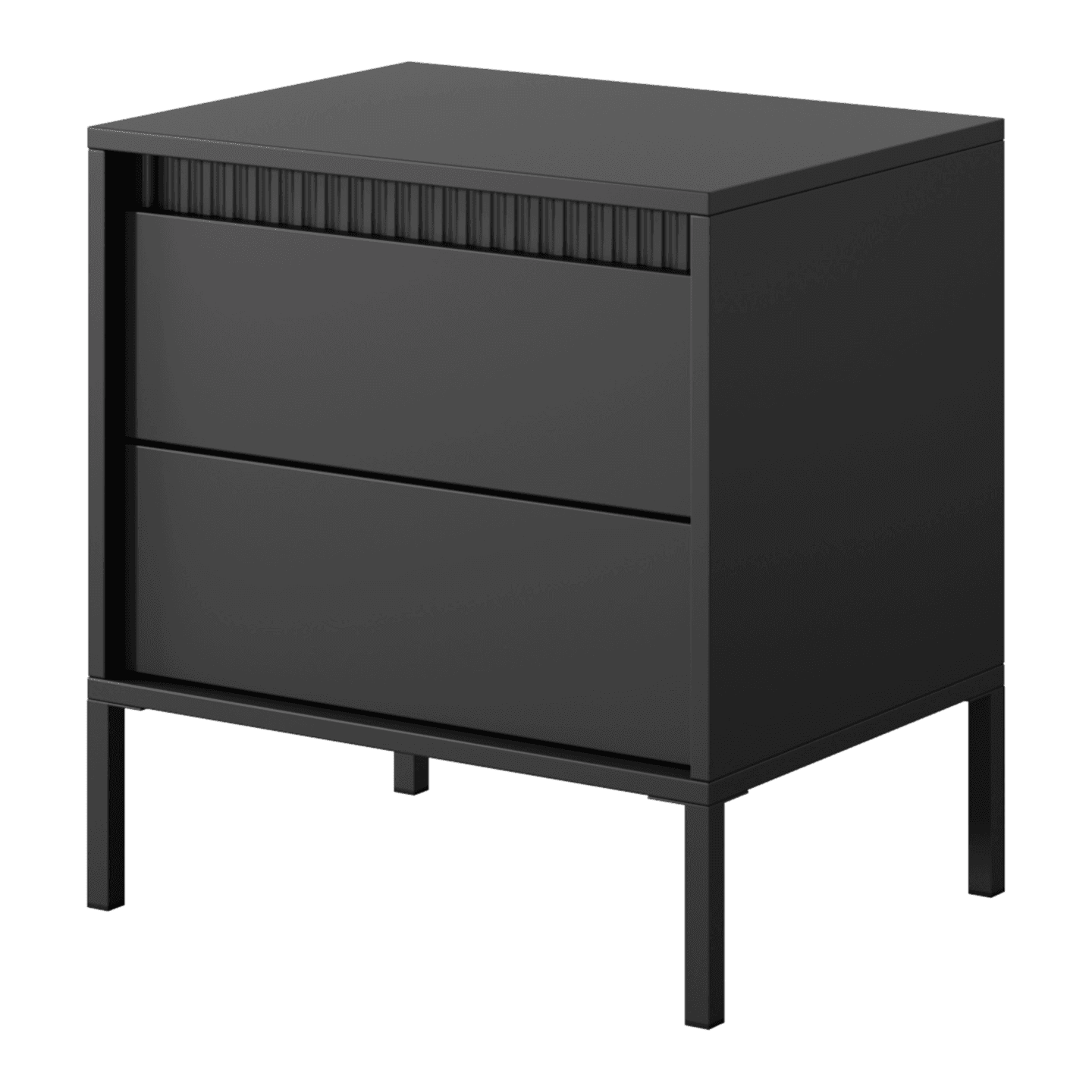 Nowoczesny Stolik nocny czarny Nelio z szufladami 53 cm