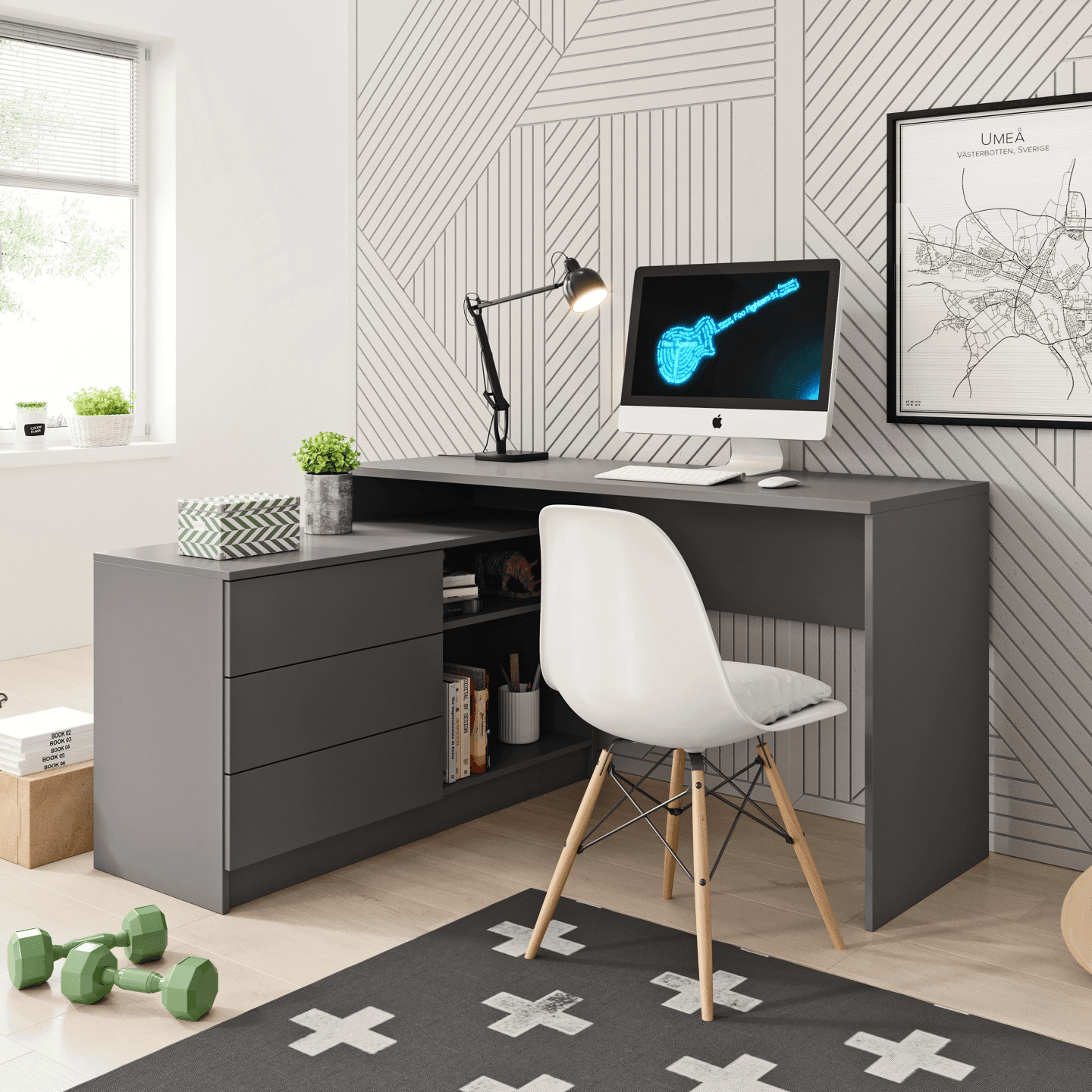 Biurko narożne Olio 138 cm Grafit - zdjęcie 2