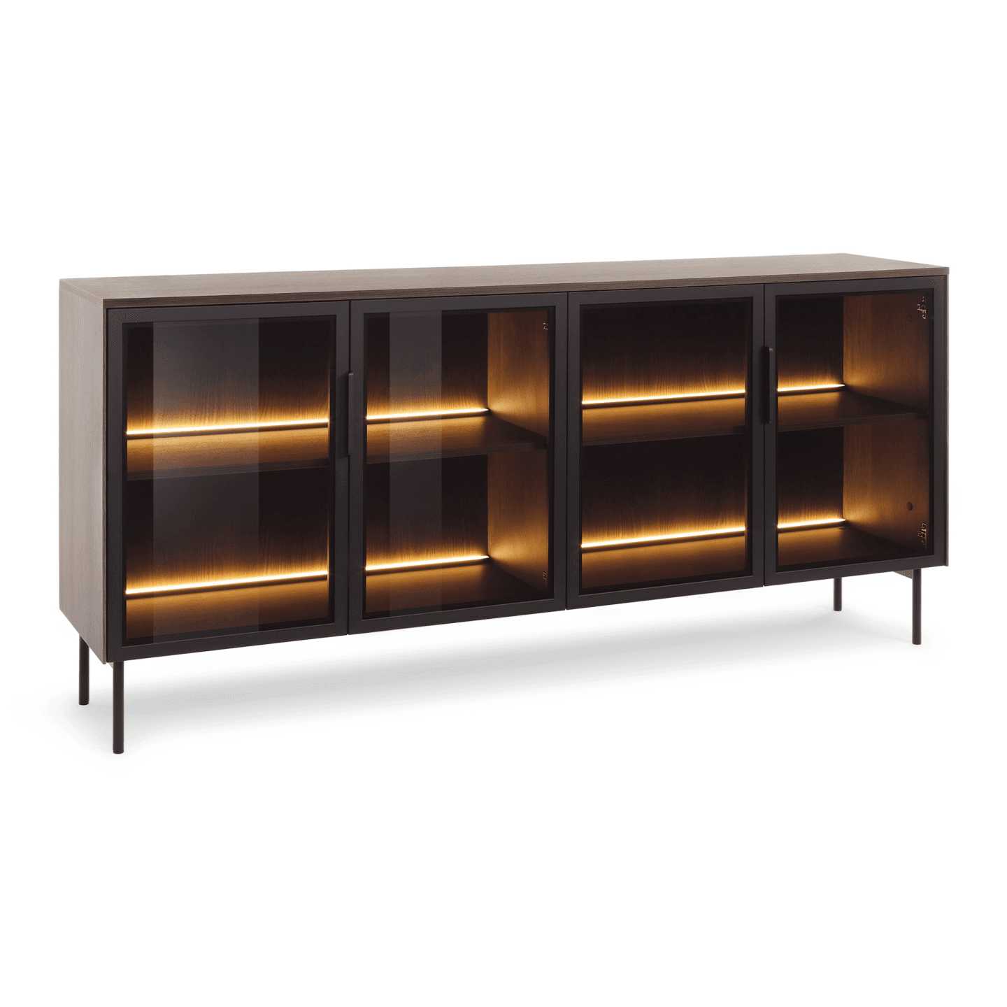 Komoda Lineo LED 181 cm Dąb dunin + czarne nóżki