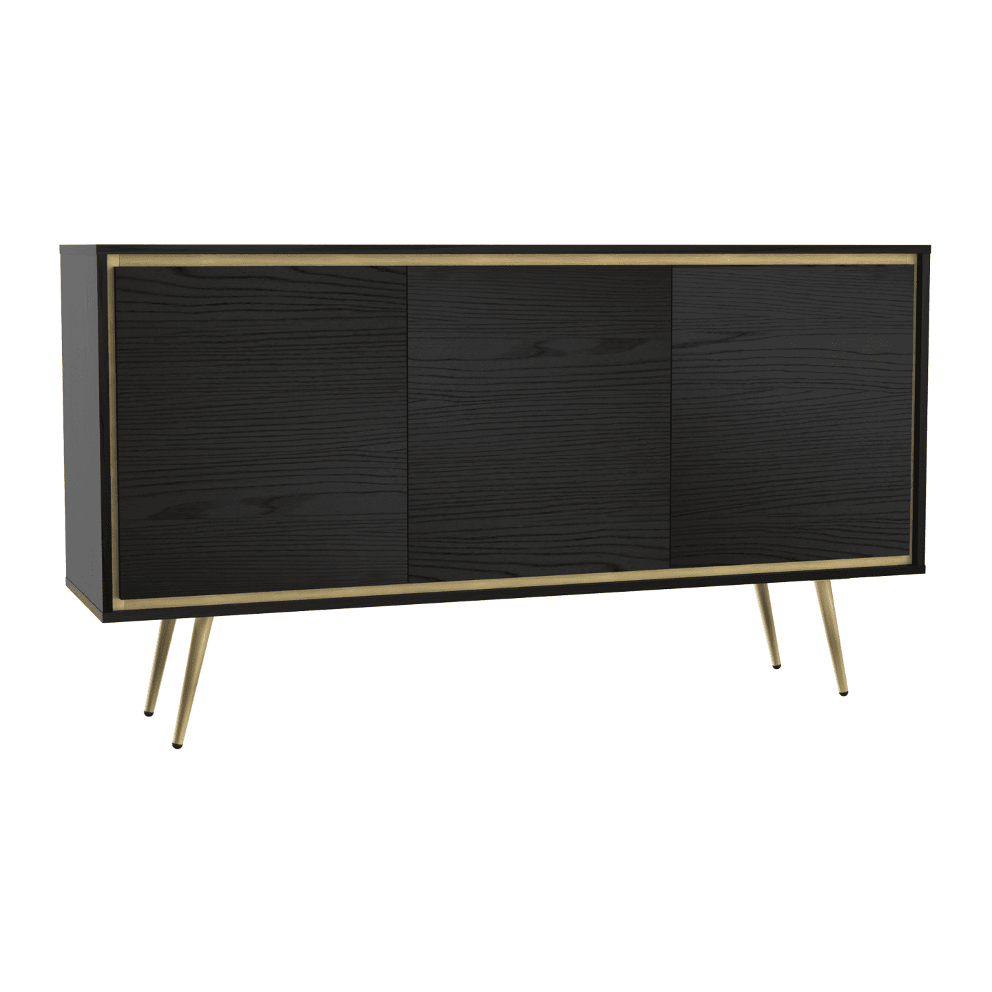 Komoda Fiore 150 cm Czarny grafit + złote wstawki