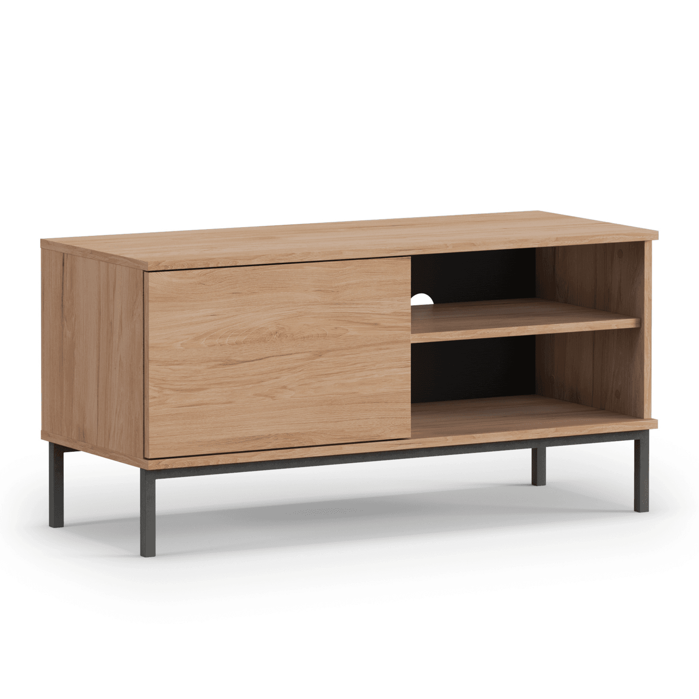 Szafka RTV Amber 101 cm Dąb hikora + czarny stelaż
