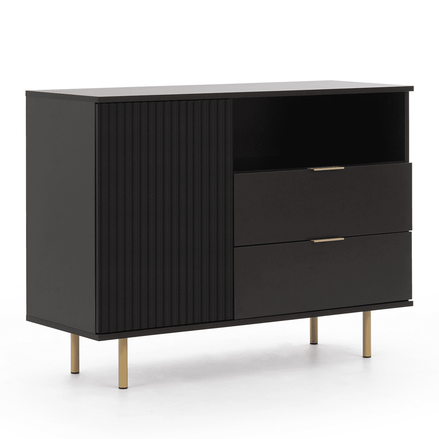 Komoda Belio 107 cm Czarna + złote nogi