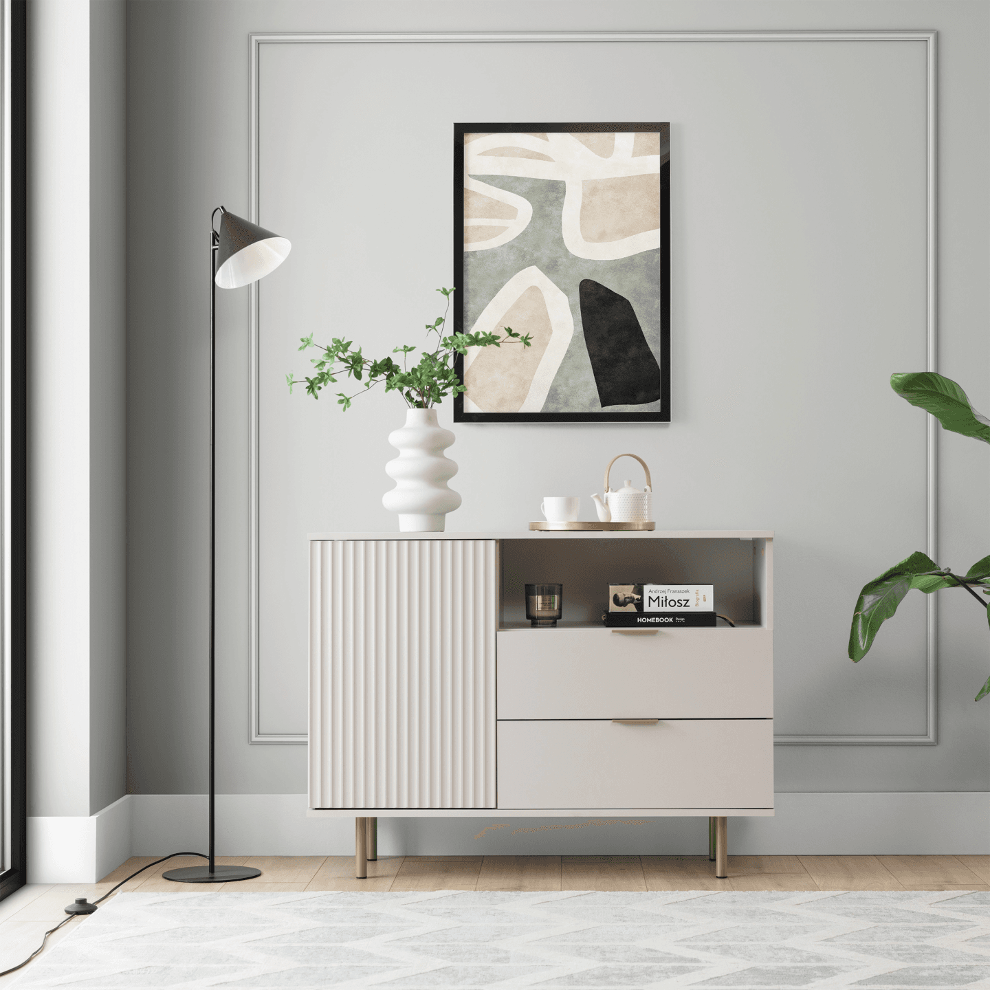 Komoda Belio 107 cm Kaszmir + złote nogi - zdjęcie 2