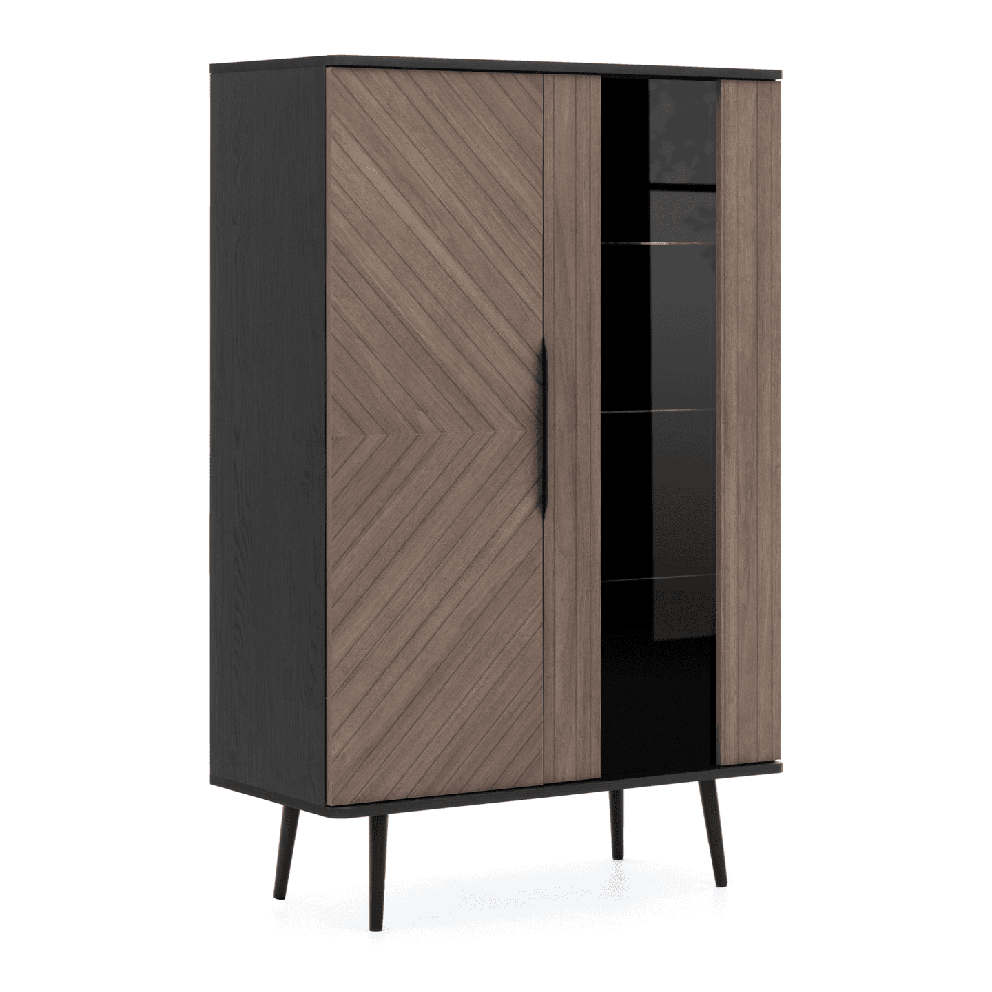 Witryna Mokka 140 cm Grafit + Orzech